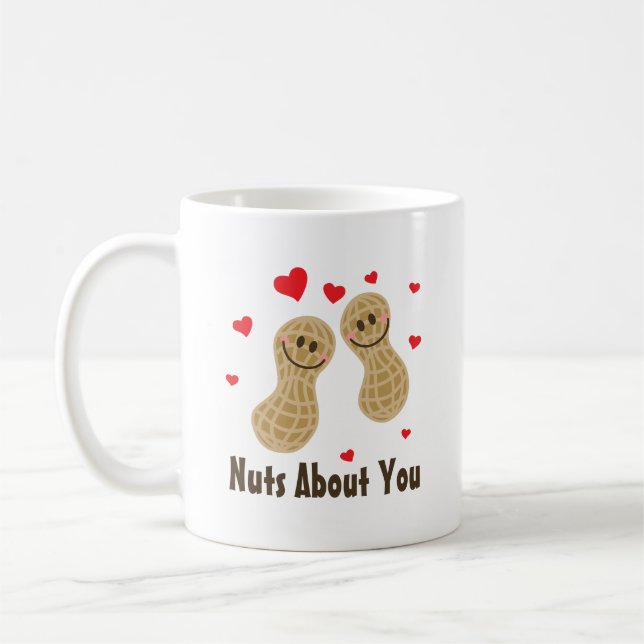 Nuts About You Cute Peanuts Food Pun Humour Cartoo Coffee Mug (Left)