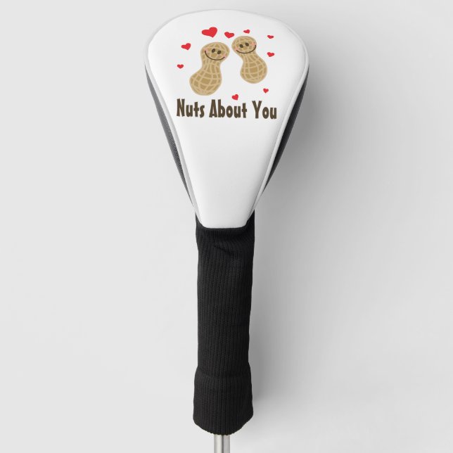 Nuts About You Cute Peanuts Love Food Pun Humour Golf Head Cover (Front)