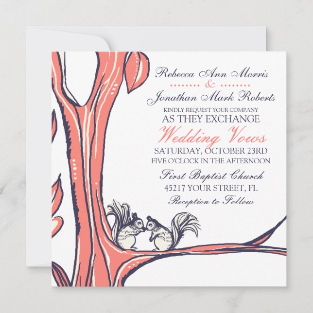 Nuts About You Squirrels Wedding Invitation (Front)