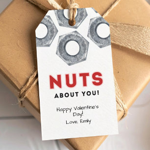 Nuts About You with metallic nuts Valentine's Day Gift Tags