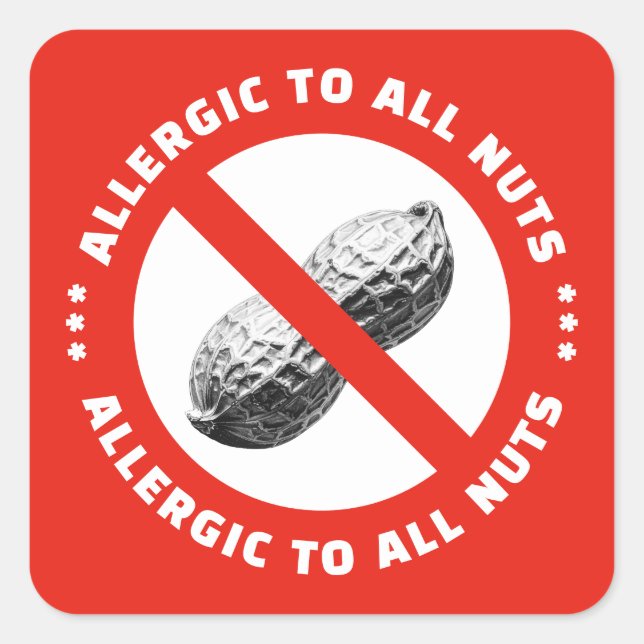 Nuts allergy square sticker (Front)