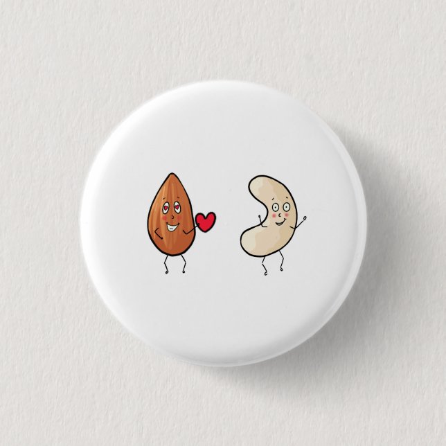 Nuts, almond and cashew nut theme 1 inch round button (Front)