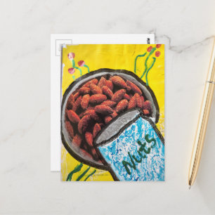 Nuts Almonds Mixed Media Collage Postcard
