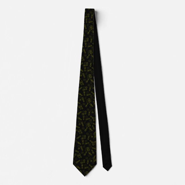 Nuts and bolts black and gold tie (Front)