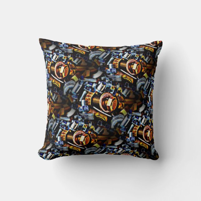 Nuts and Bolts Pop Art Throw Pillow (Front)