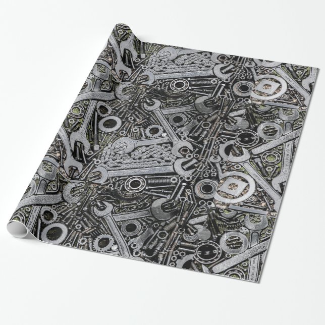 Nuts and Bolts Wrapping Paper (Unrolled)