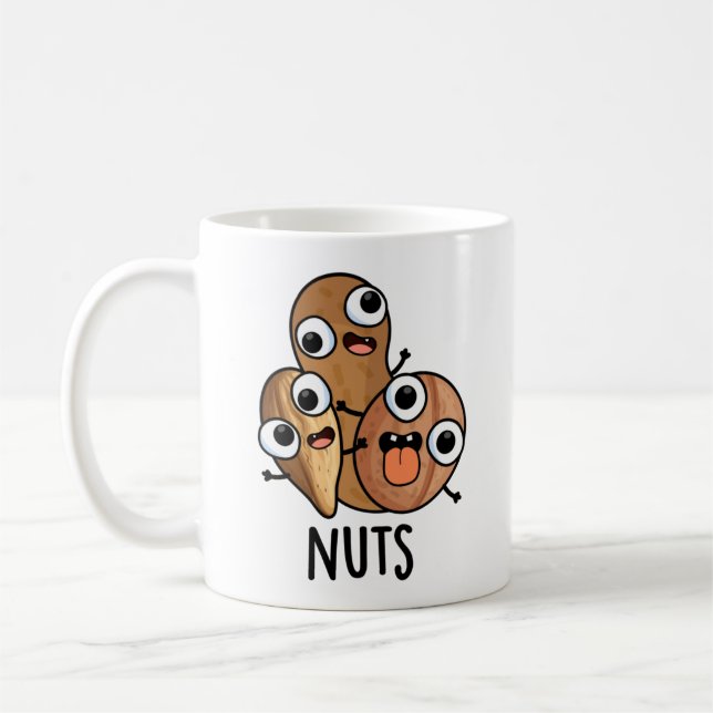Nuts Funny Nutty Food Pun  Coffee Mug (Left)
