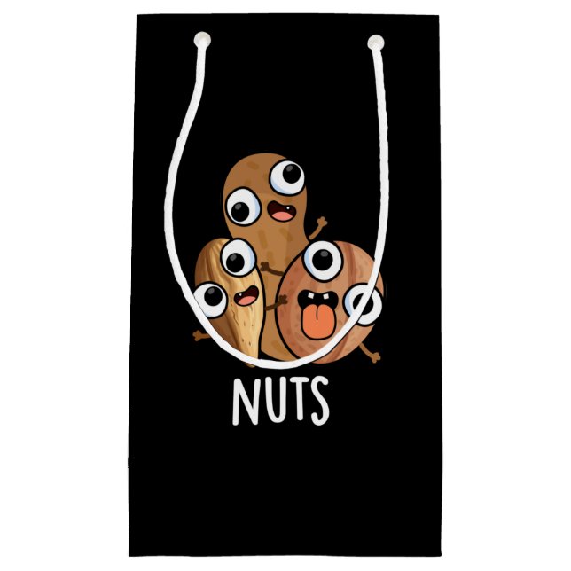 Nuts Funny Nutty Food Pun Dark BG Small Gift Bag (Front)