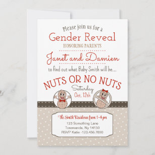 Nuts or No Nuts editable Gender Reveal Invitation