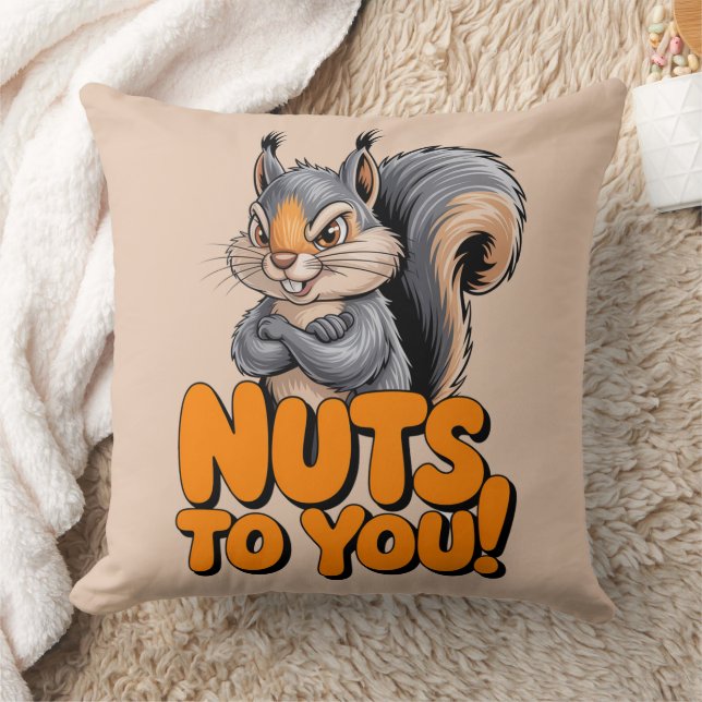 Nuts To You Squirrel Throw Pillow (Blanket)