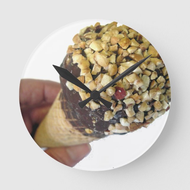 Nutty Ice Cream Cone Round Clock (Front)