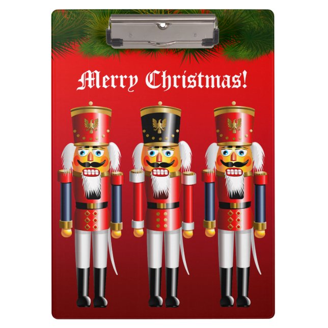 Nutty Nutcracker Soldiers In Military Uniforms Clipboard (Front)