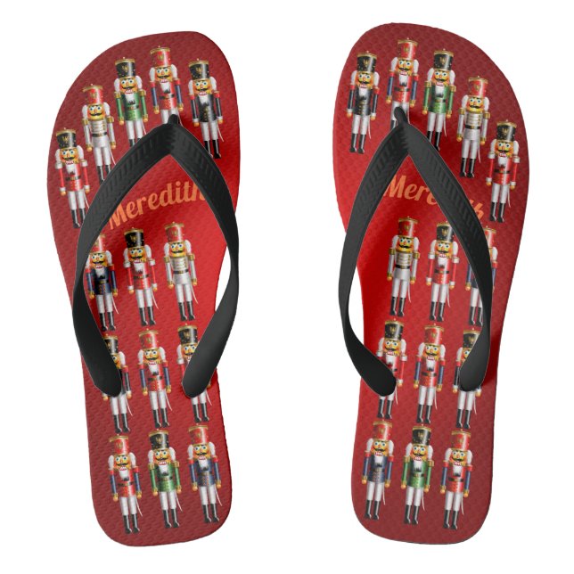 Nutty Nutcracker Toy Soldiers Army Flip Flops (Footbed)