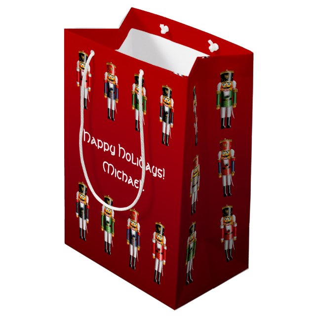 Nutty Nutcracker Toy Soldiers Medium Gift Bag (Back Angled)