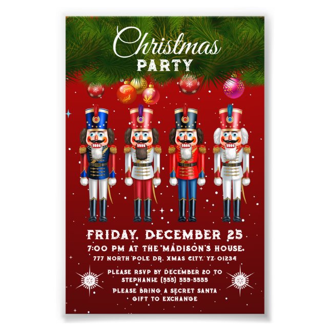 Nutty Nutcrackers Christmas Party Photo Print (Front)
