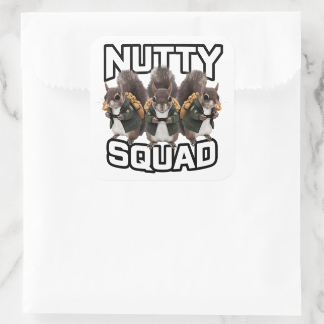 Nutty Squad, Squirrel Snack Squad Square Sticker (Bag)