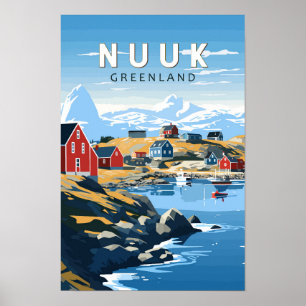 Nuuk Greenland Travel Art Vintage Poster