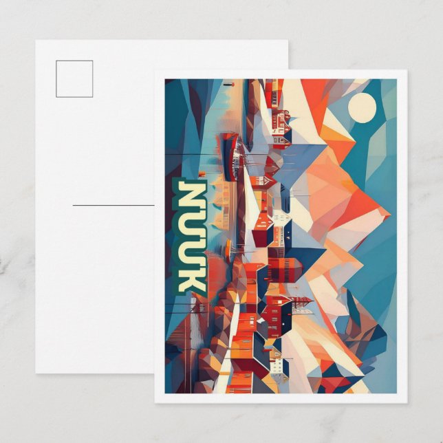 Nuuk Greenland Travel artistic colourful Postcard (Front/Back)