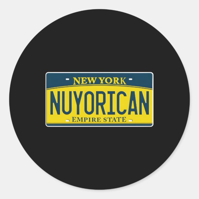 Nuyorican Puerto Rican Ny New York Us License Plat Classic Round Sticker (Front)