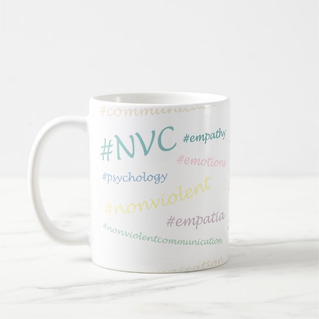#NVC Nonviolent Communication Hashtag Set Coffee Mug (Left)
