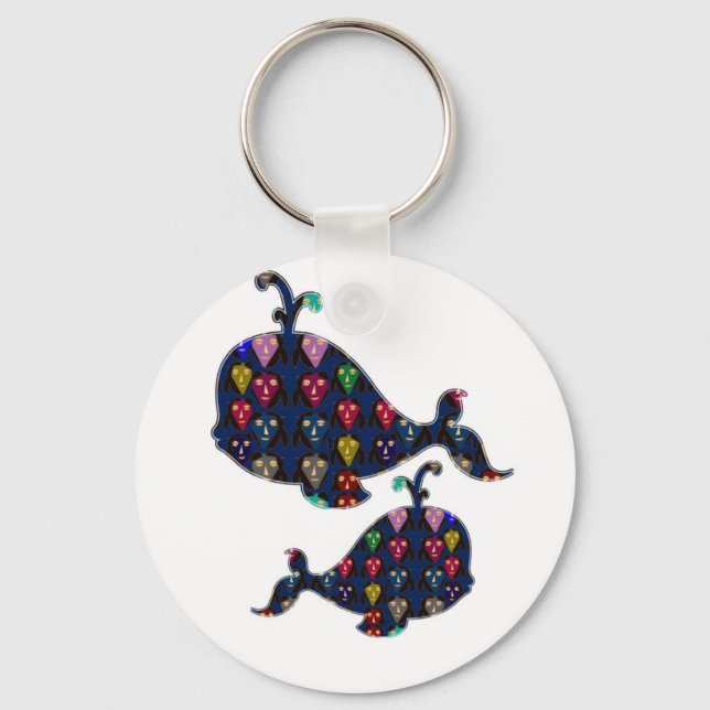NVN85 WHALE fish aquatic aquarium NavinJOSHI art Keychain (Front)