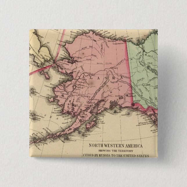 NW America Map by Mitchell 2 Inch Square Button (Front)