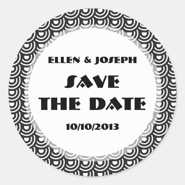 NY Art Deco Metropolitan Modern Black and White Classic Round Sticker (Front)