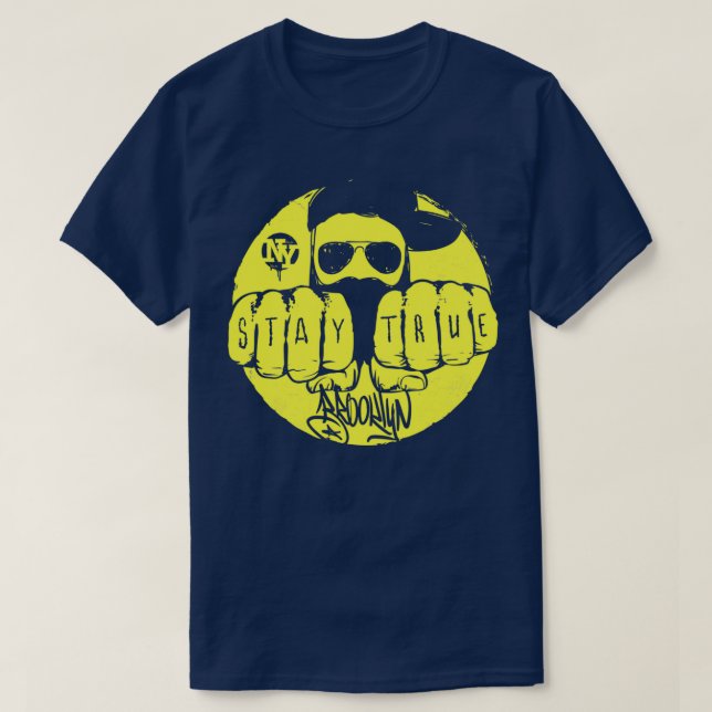 NY Beard Stay True Brooklyn T-Shirt (Design Front)