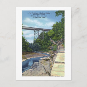 NY Central RR Bridge, Jacob's Ladder Postcard