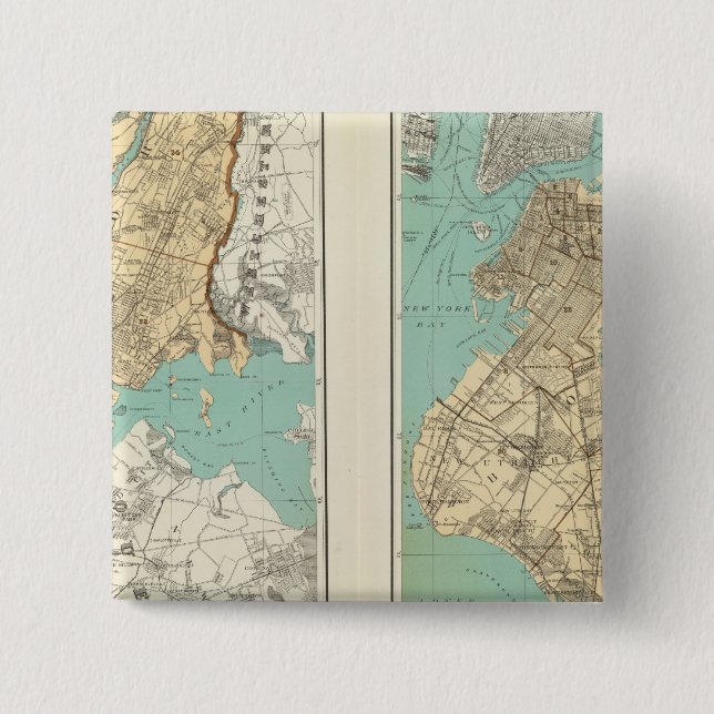 NY City, Brooklyn 2 Inch Square Button (Front)