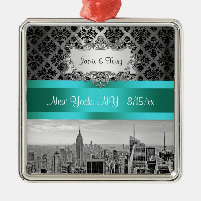 NY City Skyline BW B3 Damask F2 - Ornement (Devant)