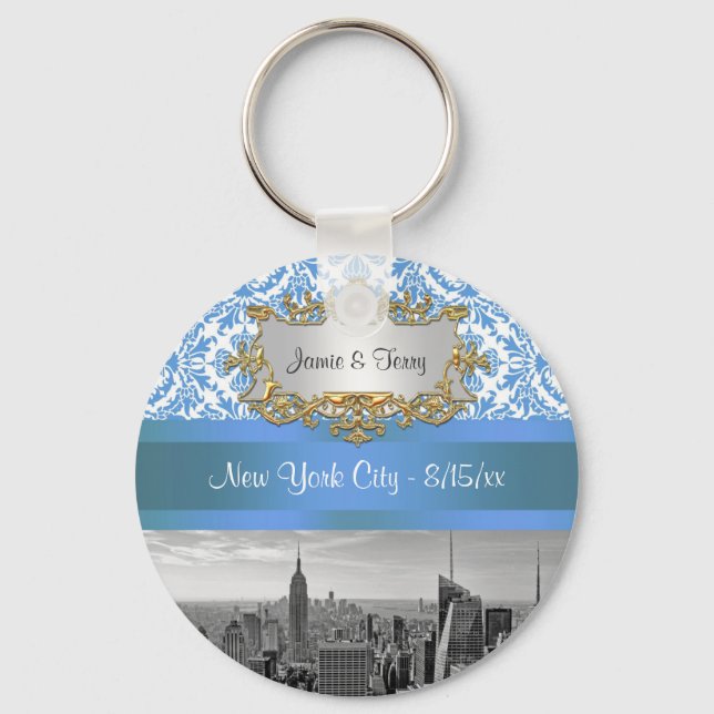 NY City Skyline D4 Customizable Invitation Suite Keychain (Front)