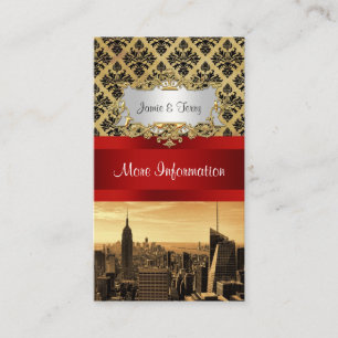 NY City Skyline Sepia B4 Damask Info Card