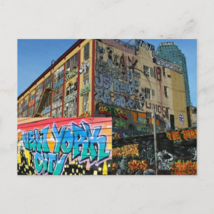 ny graffiti building tagged postcard
