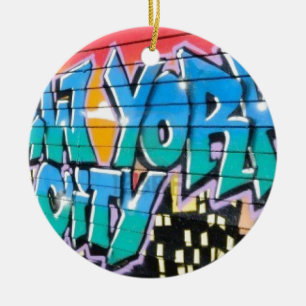 ny graffiti ceramic ornament