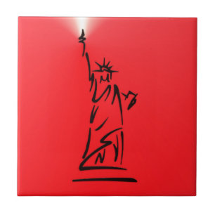 NY Lady Liberty Red Tile