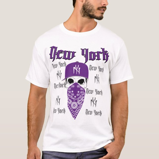 NY New York Purple Skull Hip Hop Shirt (Front)