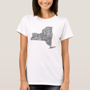 NY New York State Counties Word Art Map T-Shirt