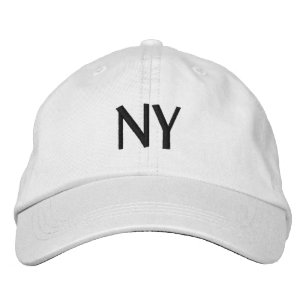 NY or DIY Initials Simple Black and White Embroidered Hat