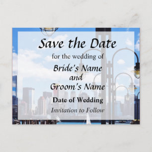 NY - Skyline From Liberty State Park Save the Date Announcement Postcard