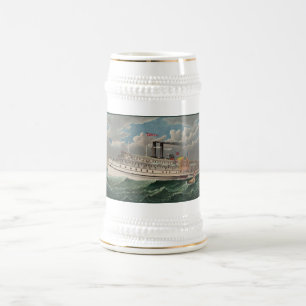NY Voyage Grand Paddlewheel Steamboat The Pilgrim Beer Stein