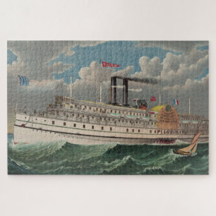 NY Voyage Grand Paddlewheel Steamboat The Pilgrim Jigsaw Puzzle