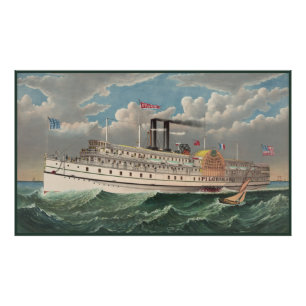 NY Voyage Grand Paddlewheel Steamboat The Pilgrim Photo Print