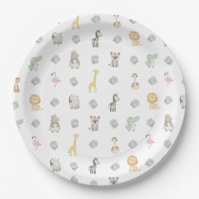 Nyala Safari Animals Birthday Paper Plate (Front)