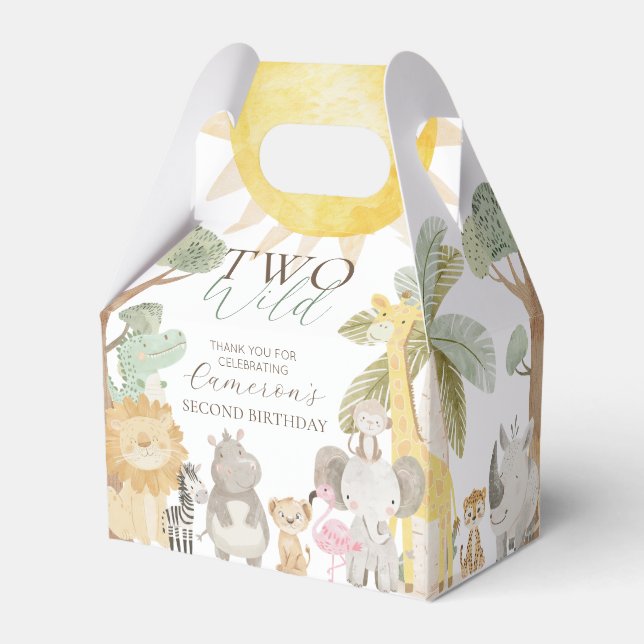 Nyala Safari Animals Two Wild Second Birthday Favor Box (Back Side)