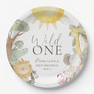 Nyala Safari Animals Wild One First Birthday Paper Plate