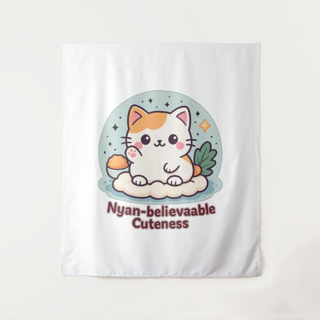 Nyan-believable Cuteness – Cute Kawaii Cat Tapestry (Front)