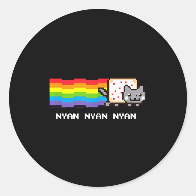 Nyan Cat Nyan Nyan Nyan Rainbow Funny Internet Mem Classic Round Sticker (Front)
