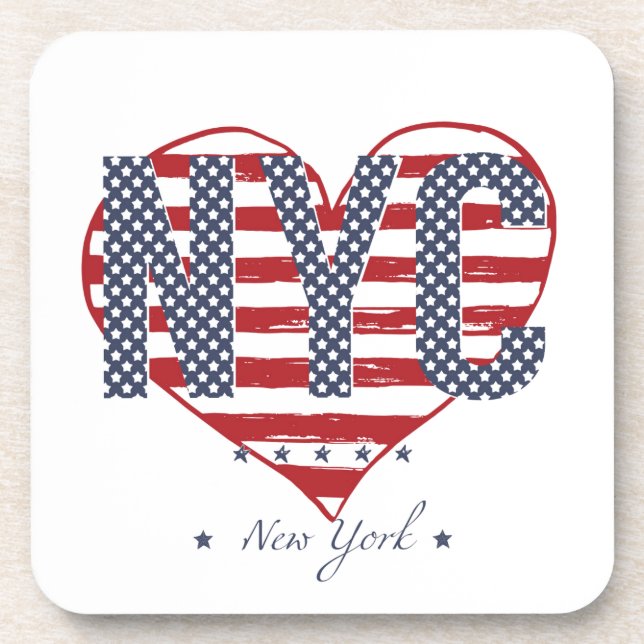NYC American Flag Heart Coaster (Front)
