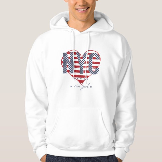 NYC American Flag Heart Hoodie (Front)